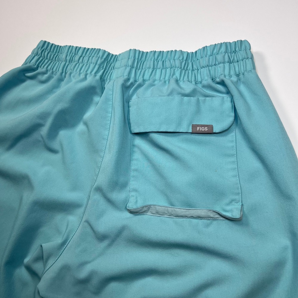 FIGS Technical Collection Scrub Pants Women XL Aqua Teal Straight Leg Drawstring - Picture 10 of 13